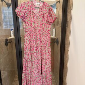 Entro Pink and Green Floral Dress